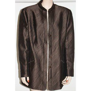 Giorgio Armani Le Collezioni Jacket Woman 14 Brown Textured NWT $1095